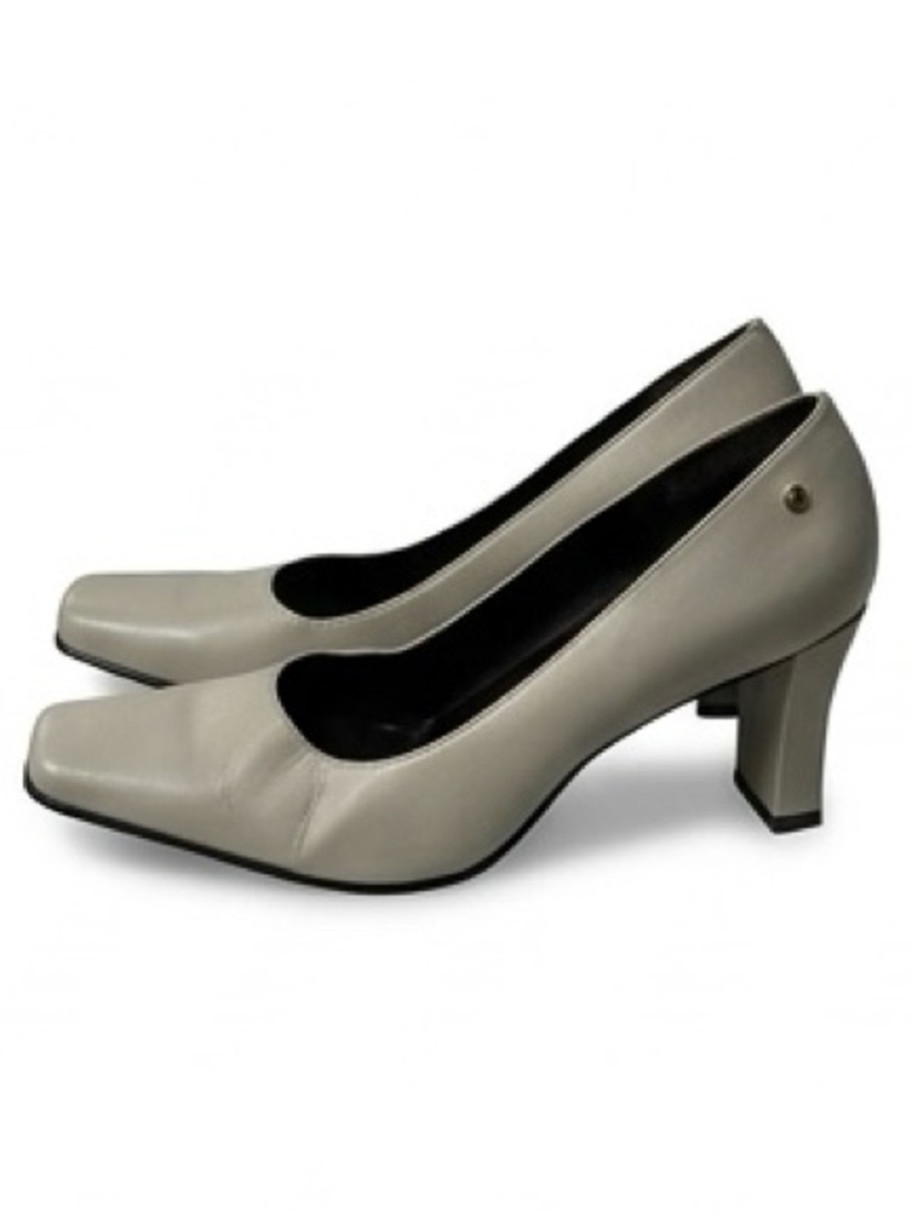 Etienne Aigner G-OLGA Beige Leather Square Toe Block Heel Pumps 8M - Picture 4 of 12